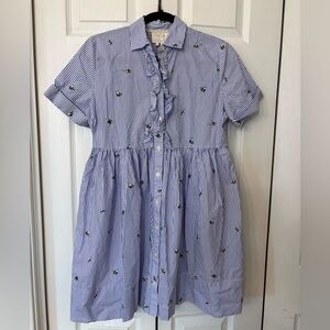 Kate Spade Abuzz Bumble Bee Poplin Blue Striped Dress XS